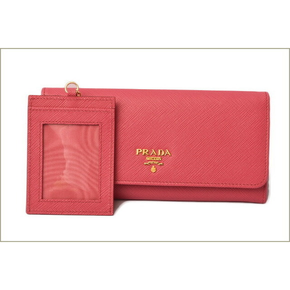 Prada Wallet Case Pass Long Peonia Saffiano - Picture 1 of 9